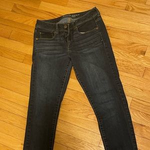 Dark wash super skinny AE jeans
